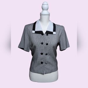 Vintage Colorblock Patterned Button Up Blouse by Miss Dorby